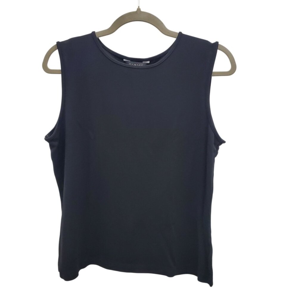 George Women's Black Liquid Knit Basic Sleeveless Shell‎ Layering Tank Size L